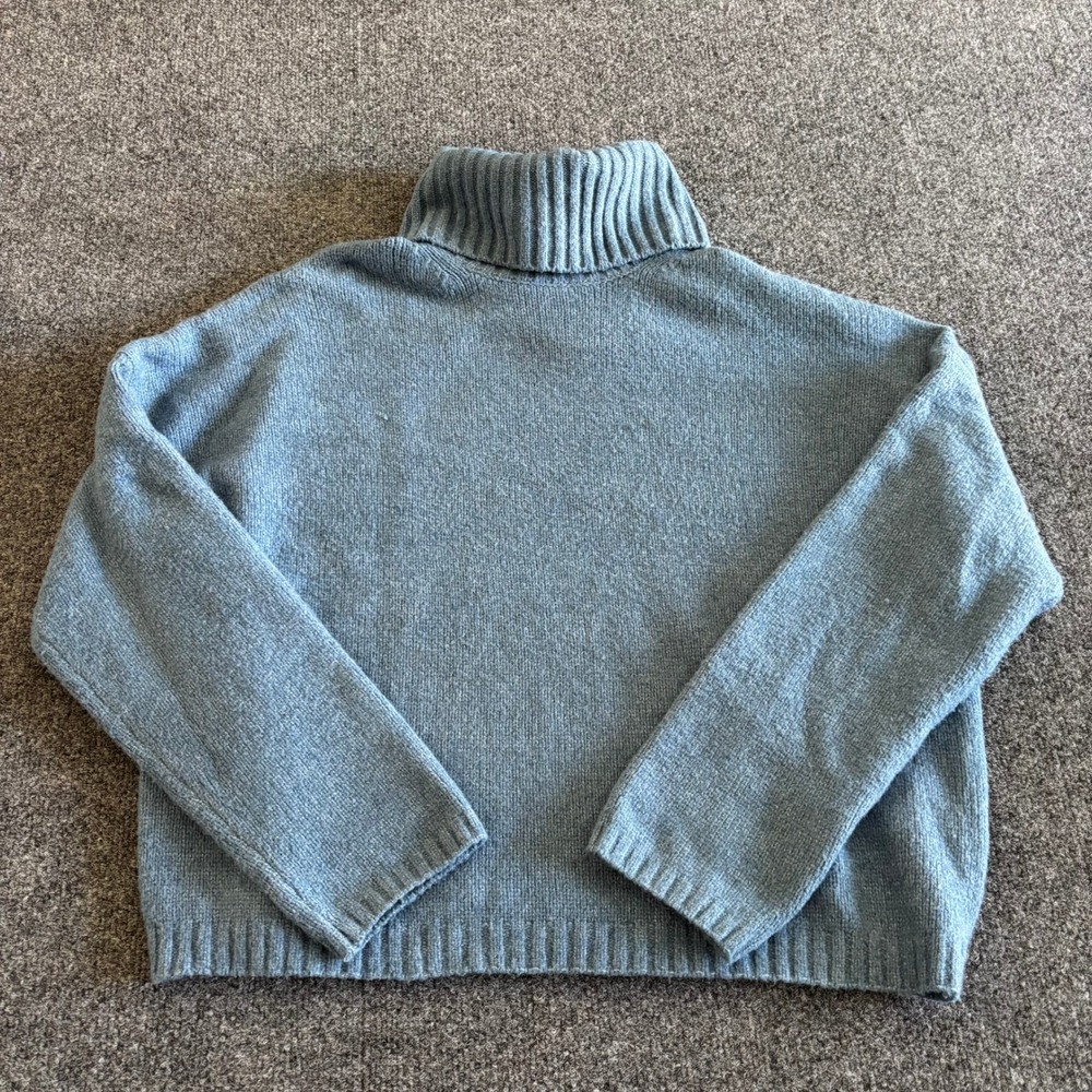 Abercrombie & Fitch Womens XS Blue Turtleneck Oversized Knit Sweater Pullover